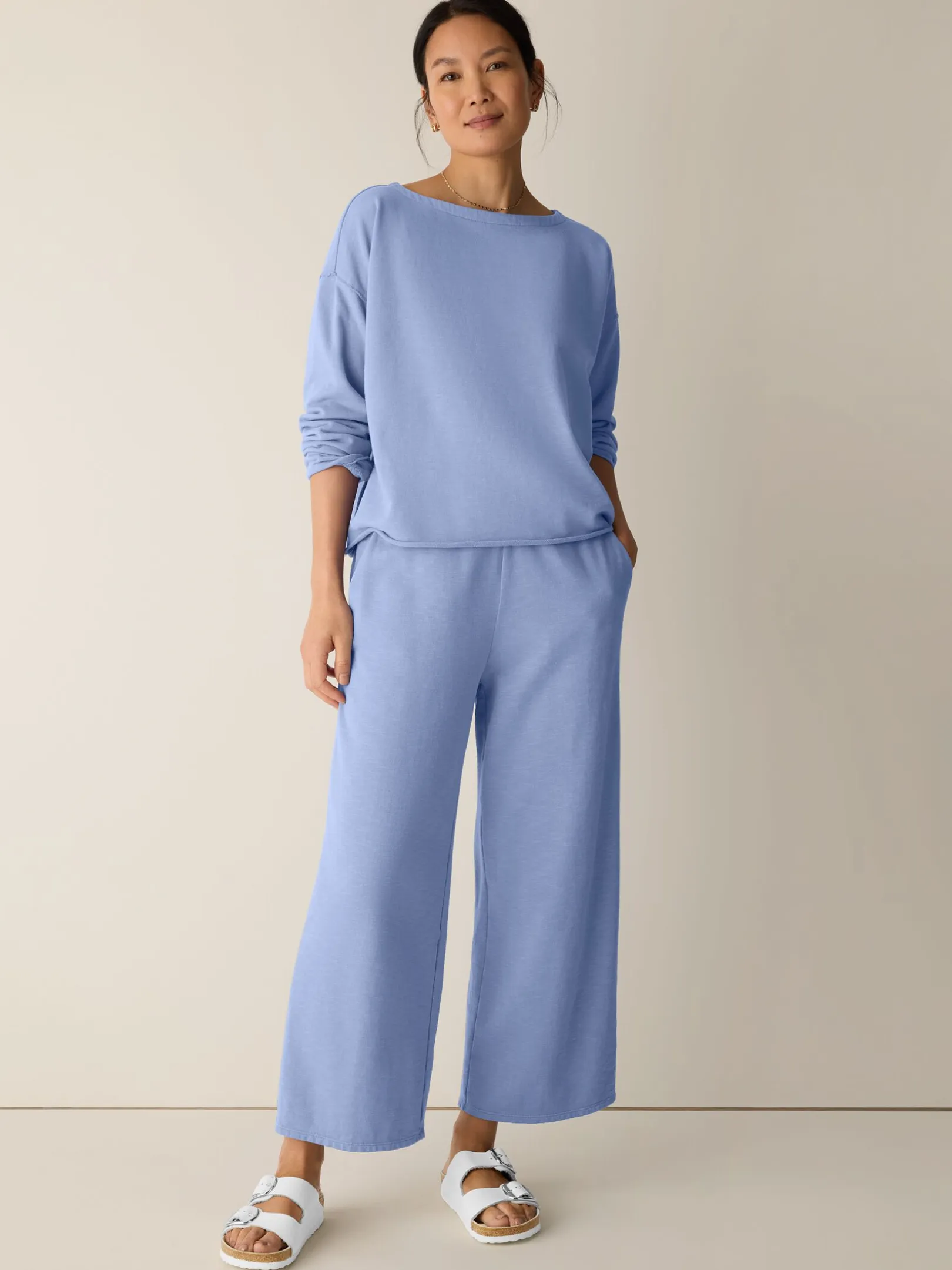 Garment-Dyed Organic Cotton Terry Bateau Neck Box-Top