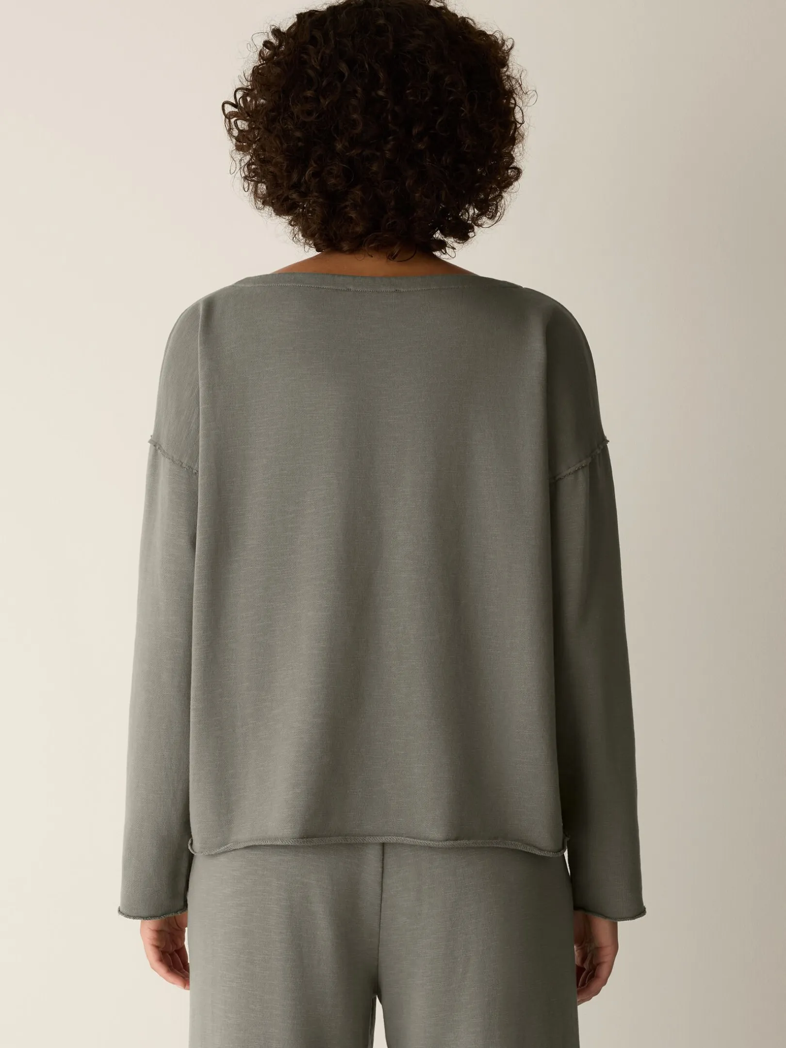 Garment-Dyed Organic Cotton Terry Bateau Neck Box-Top