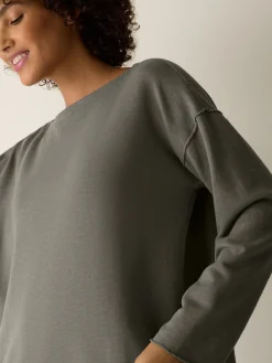 Garment-Dyed Organic Cotton Terry Bateau Neck Box-Top