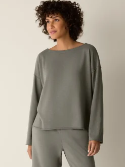 Garment-Dyed Organic Cotton Terry Bateau Neck Box-Top