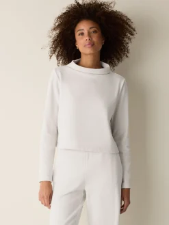 Garment-Dyed Organic Cotton Terry Funnel Neck Top