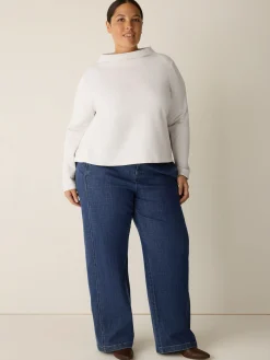 Garment-Dyed Organic Cotton Terry Funnel Neck Top