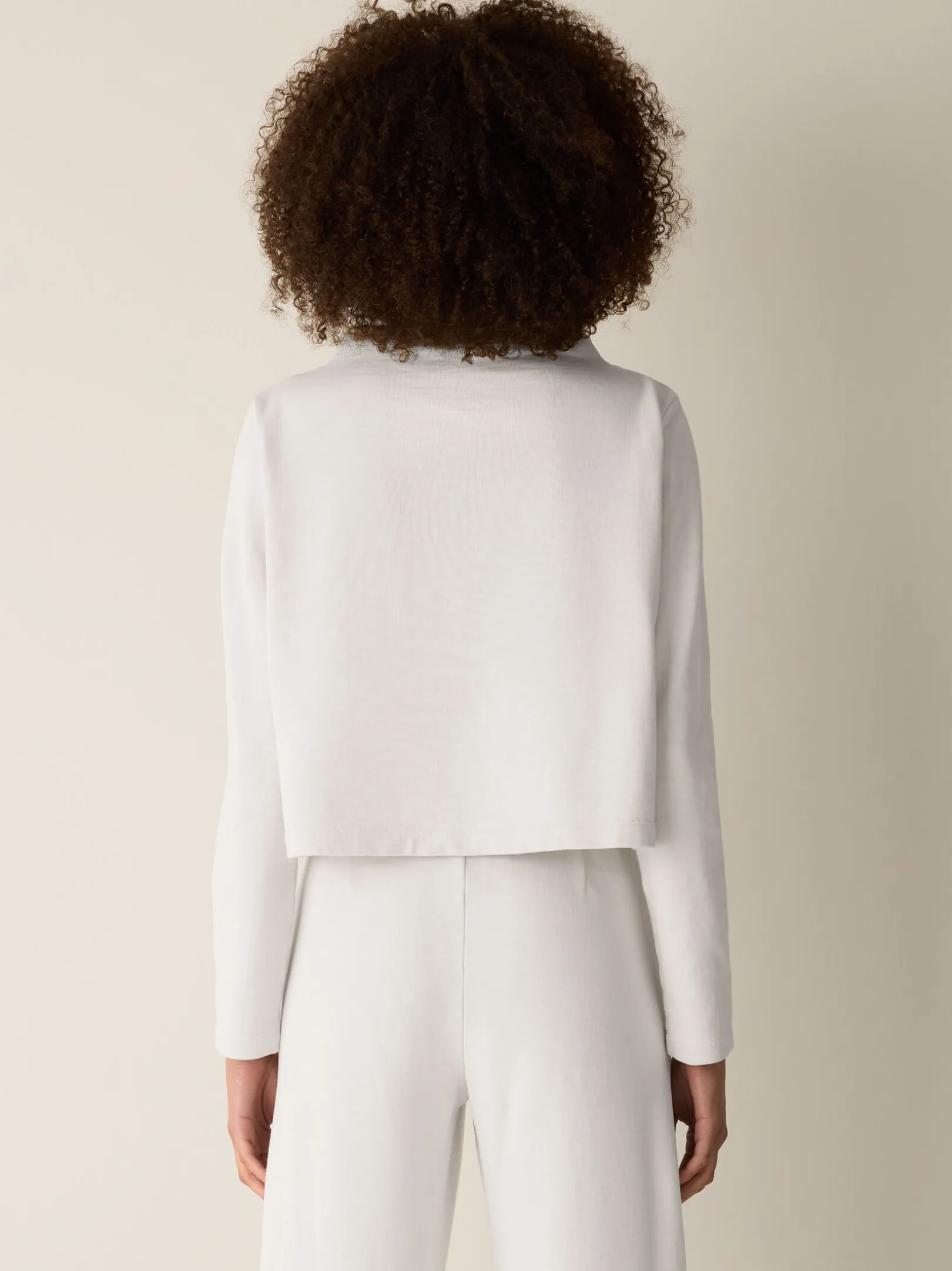 Garment-Dyed Organic Cotton Terry Funnel Neck Top