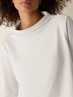 Garment-Dyed Organic Cotton Terry Funnel Neck Top