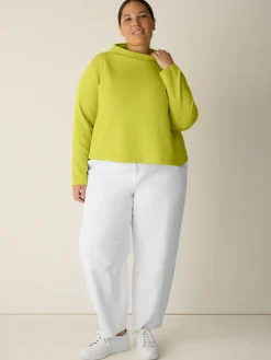 Garment-Dyed Organic Cotton Terry Funnel Neck Top