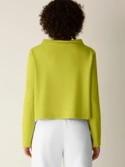 Garment-Dyed Organic Cotton Terry Funnel Neck Top