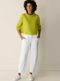 Garment-Dyed Organic Cotton Terry Funnel Neck Top