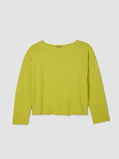 Garment-Dyed Organic Cotton Terry Funnel Neck Top