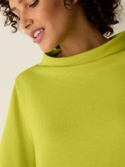 Garment-Dyed Organic Cotton Terry Funnel Neck Top