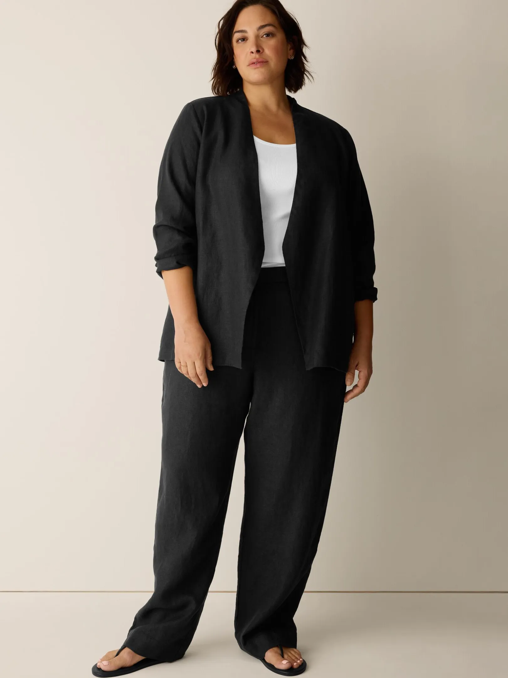 Heavy Organic Linen Angled Jacket