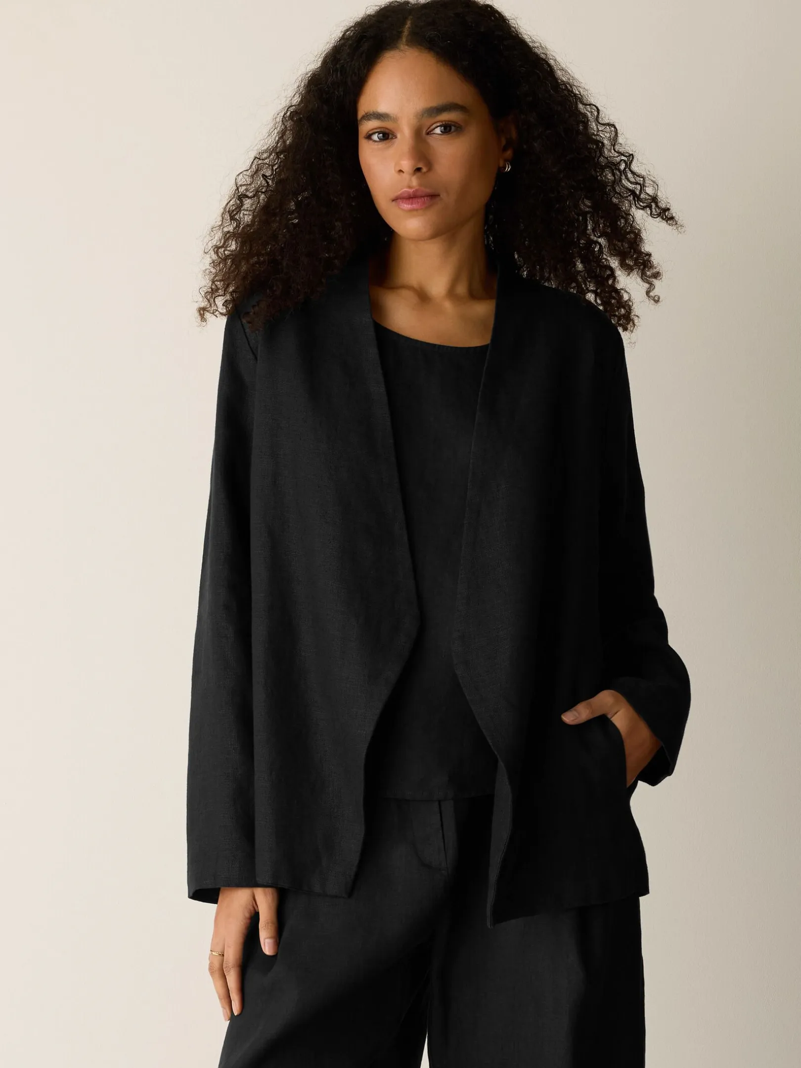 Heavy Organic Linen Angled Jacket
