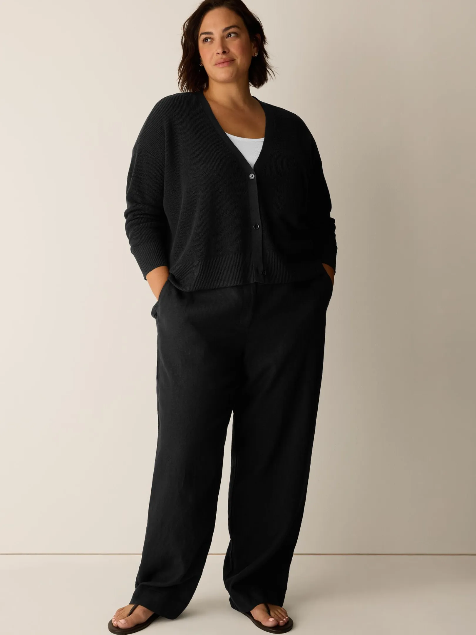 Heavy Organic Linen Full-Length Straight Trouser