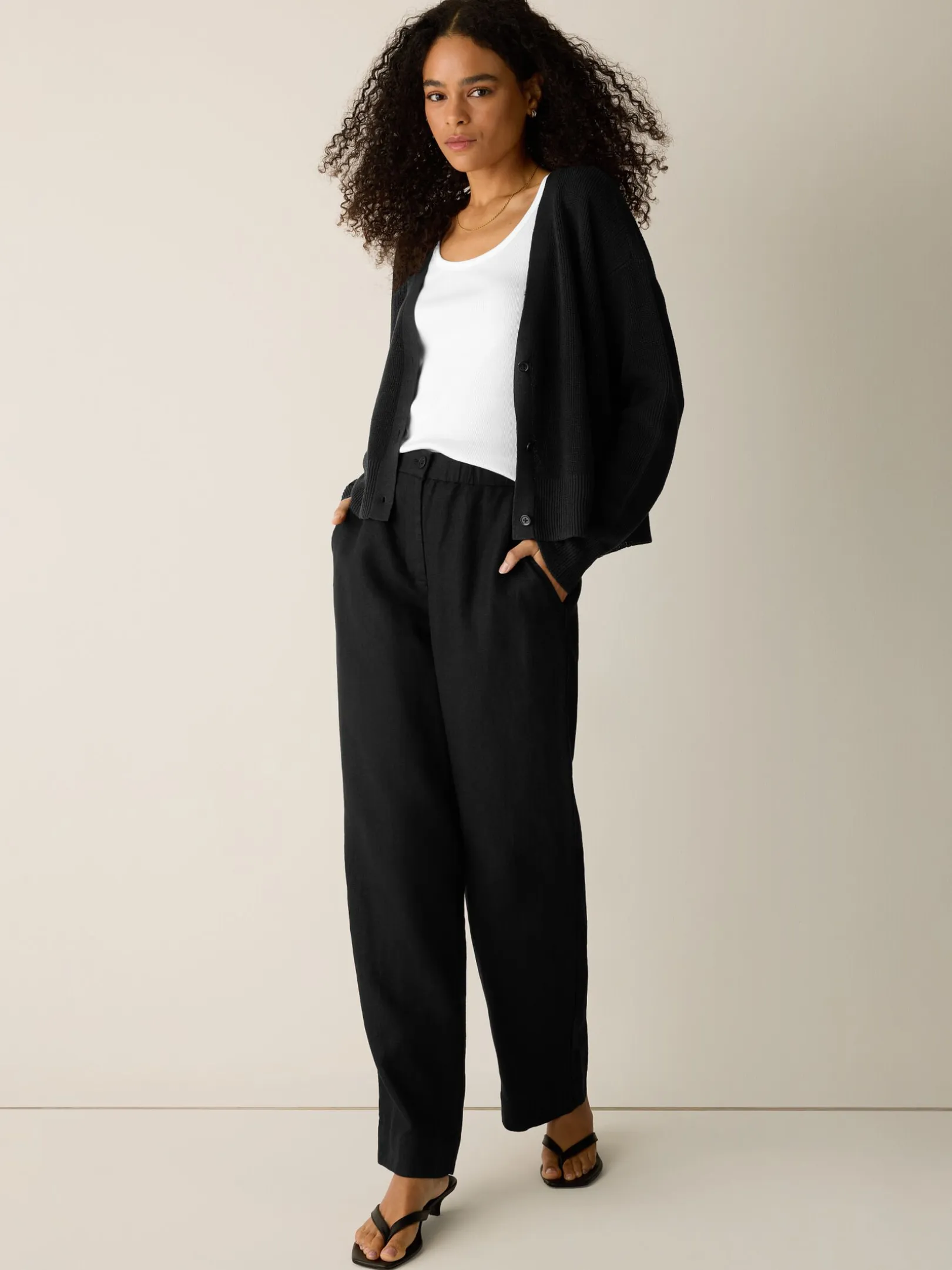 Heavy Organic Linen Full-Length Straight Trouser