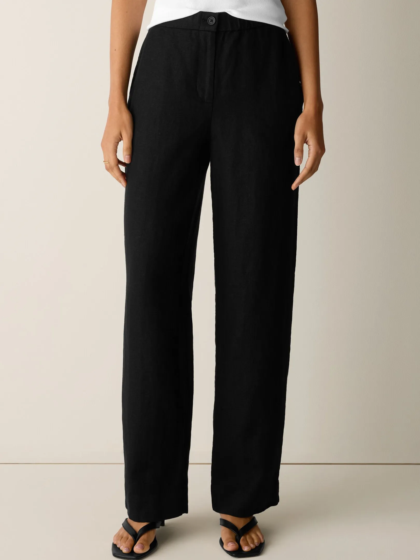 Heavy Organic Linen Full-Length Straight Trouser