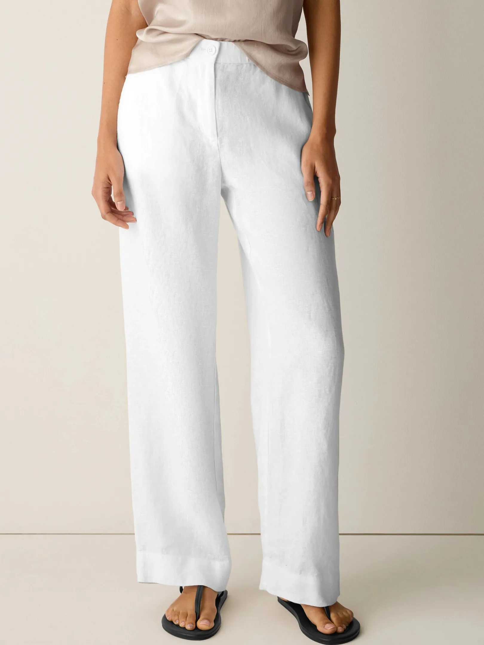 Heavy Organic Linen Full-Length Straight Trouser
