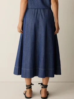 Lightweight Organic Cotton Denim Half-Circle Skirt