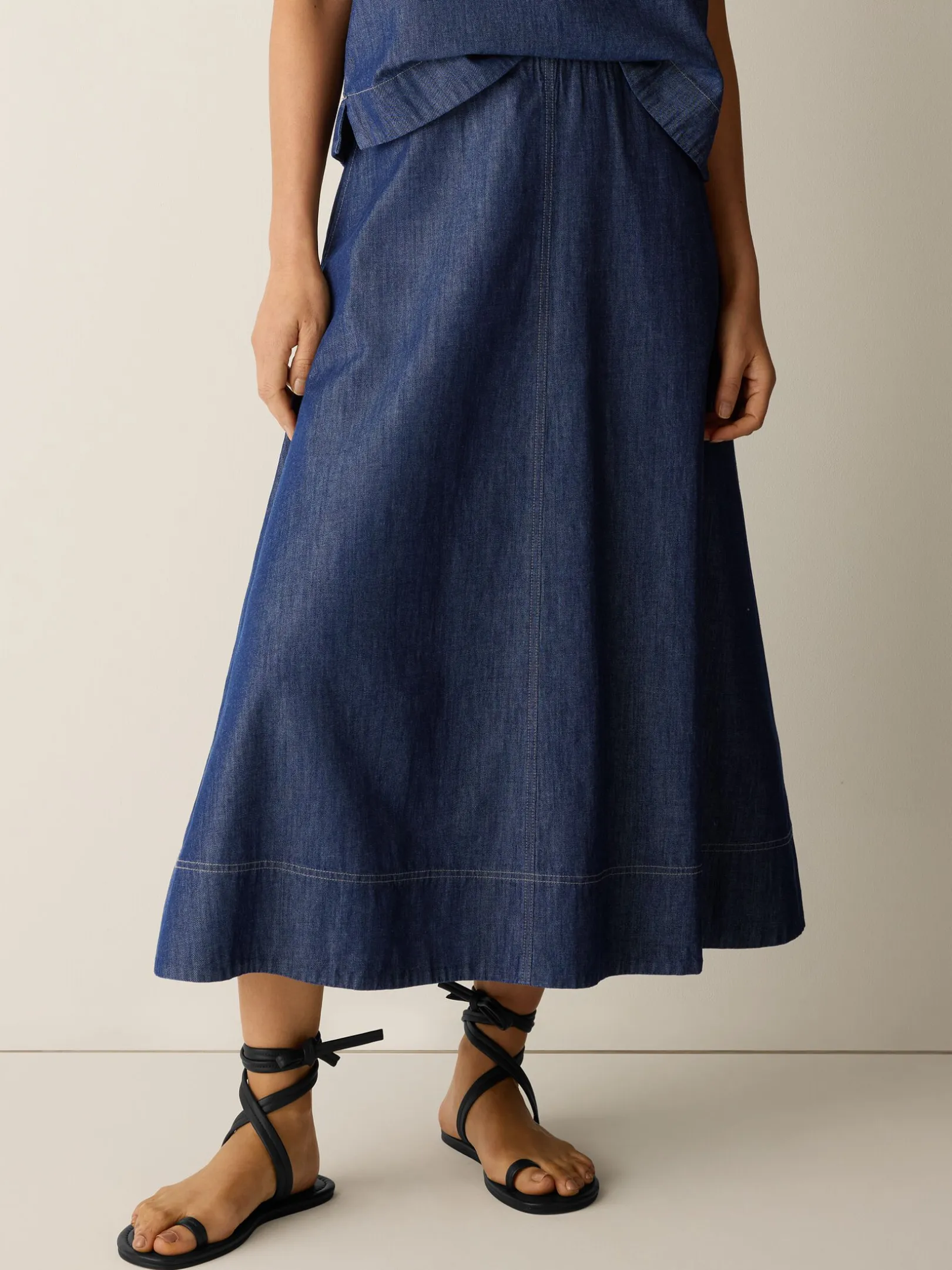 Lightweight Organic Cotton Denim Half-Circle Skirt