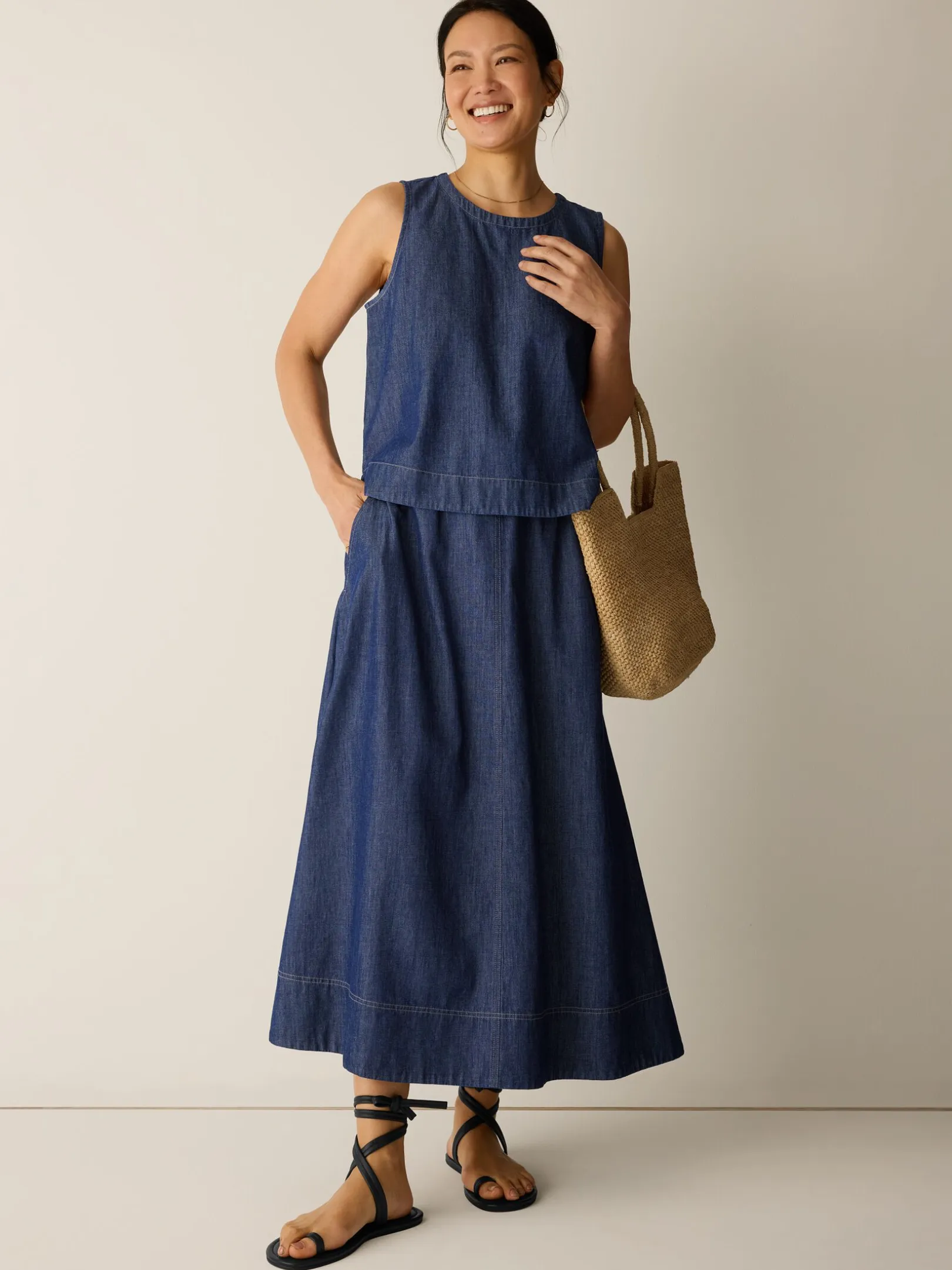 Lightweight Organic Cotton Denim Half-Circle Skirt