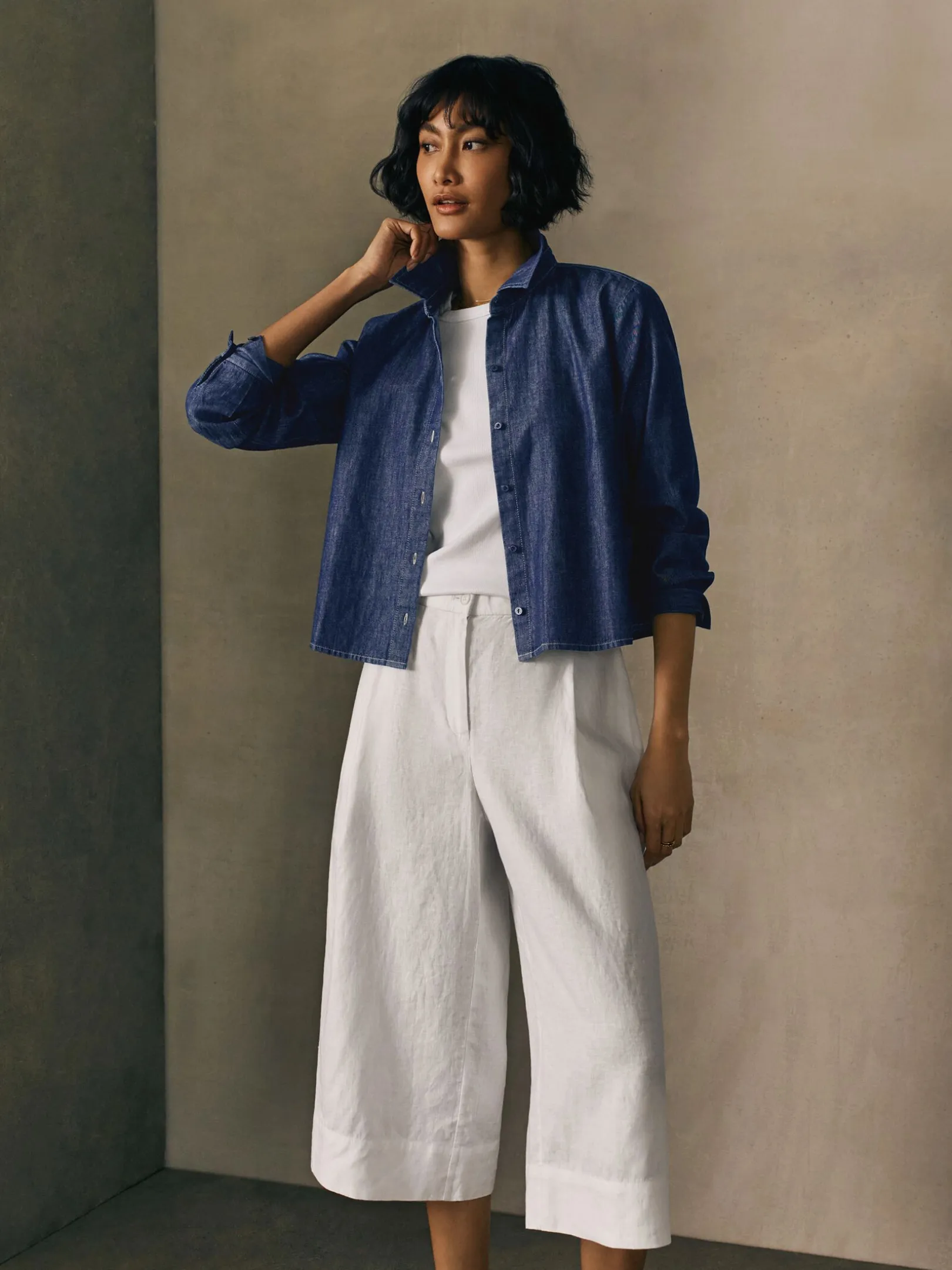 Lightweight Organic Cotton Denim Classic Collar Shirt