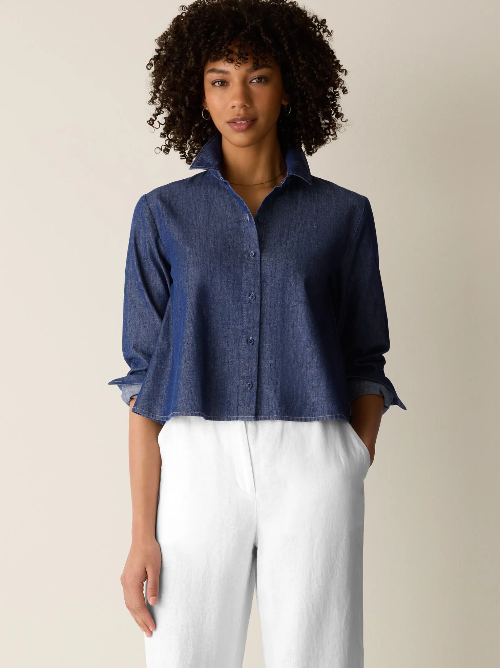 Lightweight Organic Cotton Denim Classic Collar Shirt