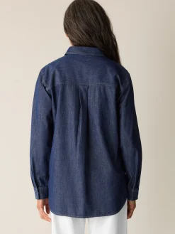 Lightweight Organic Cotton Denim Classic Collar Long Shirt