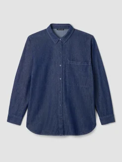 Lightweight Organic Cotton Denim Classic Collar Long Shirt