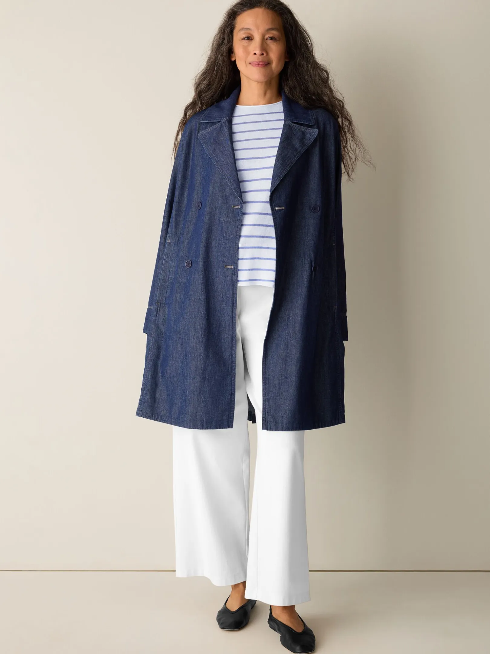 Lightweight Organic Cotton Denim Trench Coat