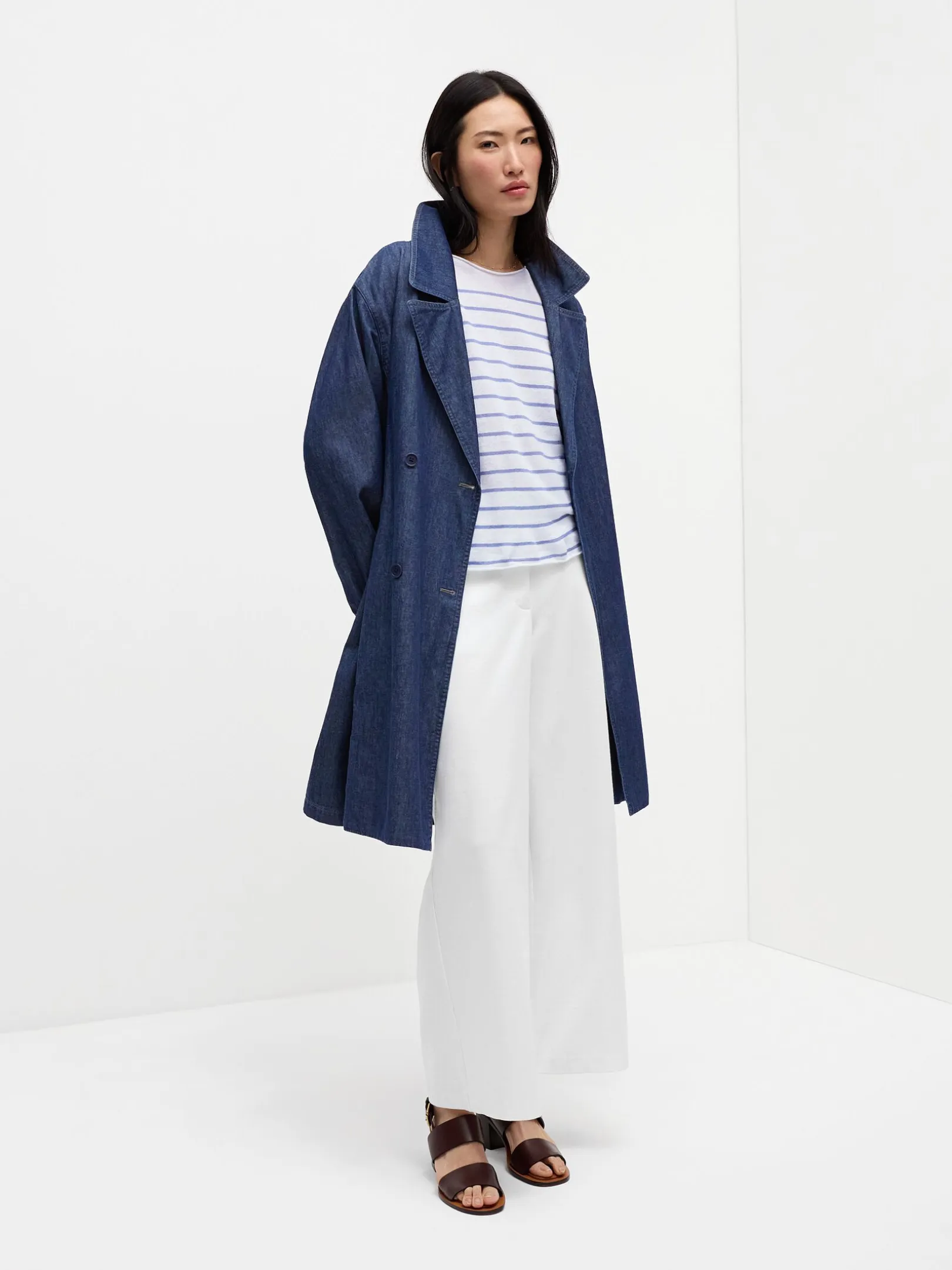 Lightweight Organic Cotton Denim Trench Coat