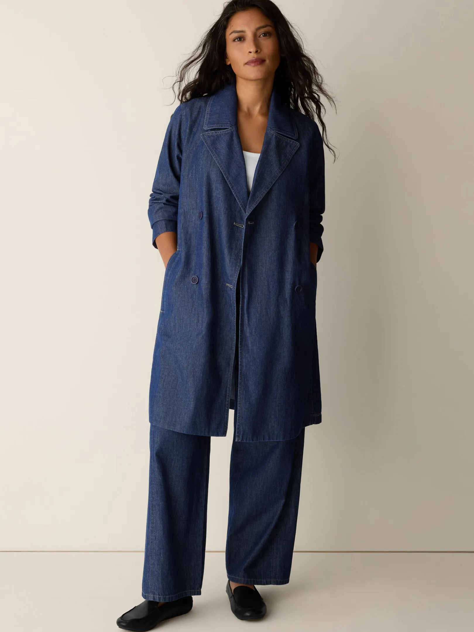 Lightweight Organic Cotton Denim Trench Coat