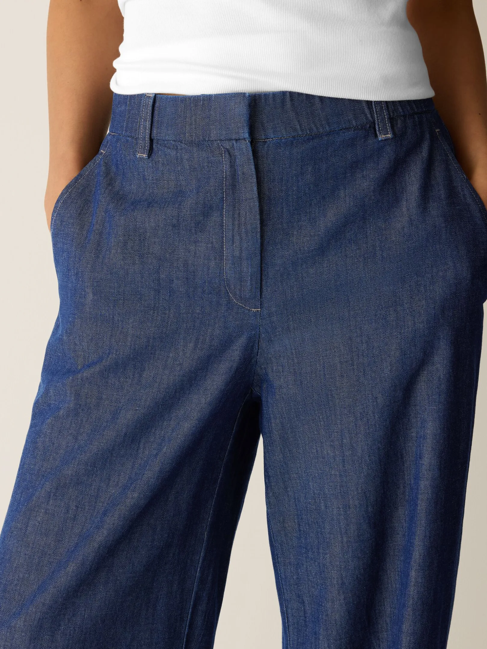 Lightweight Organic Cotton Denim Full-Length Trouser