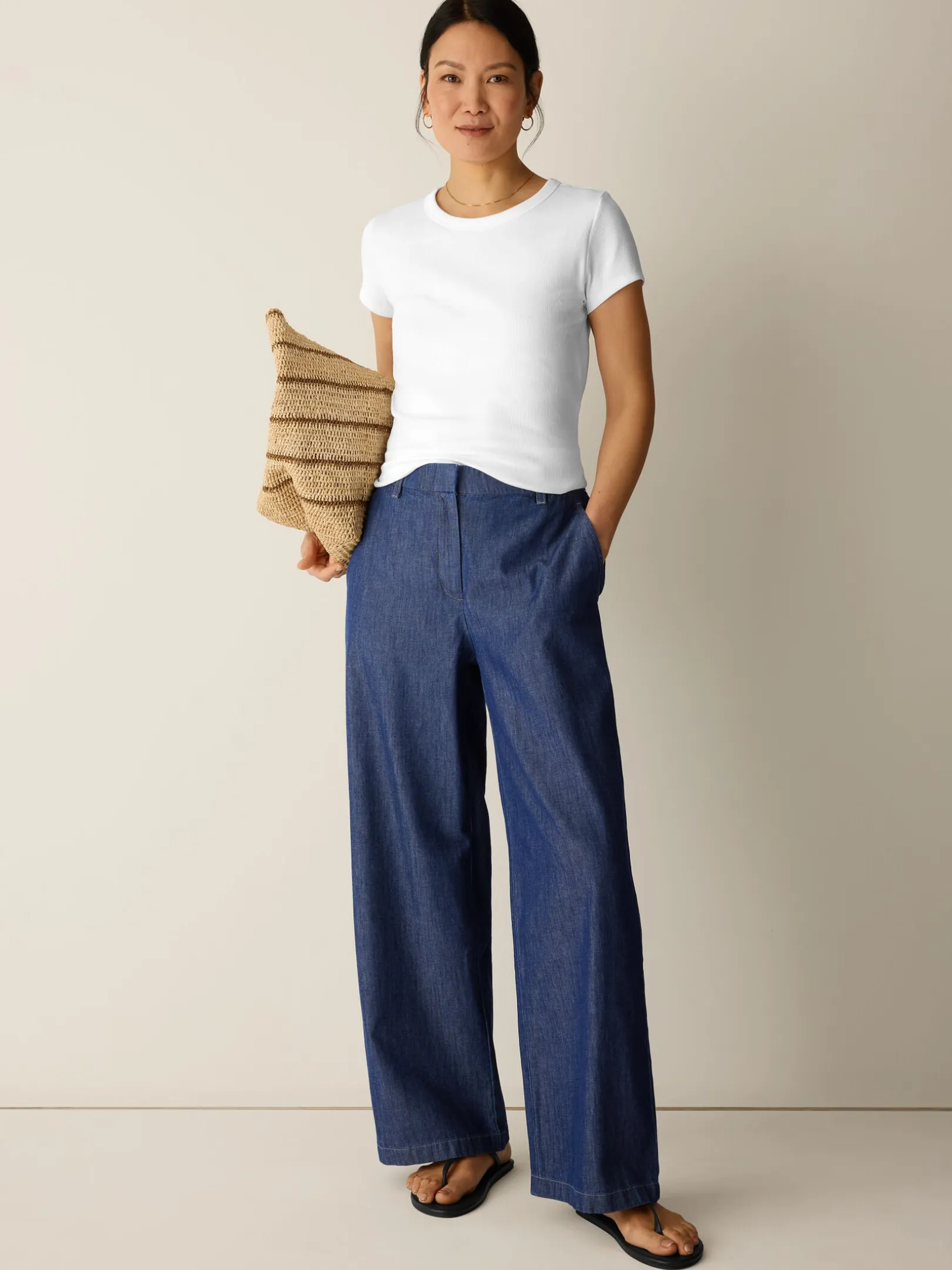 Lightweight Organic Cotton Denim Full-Length Trouser