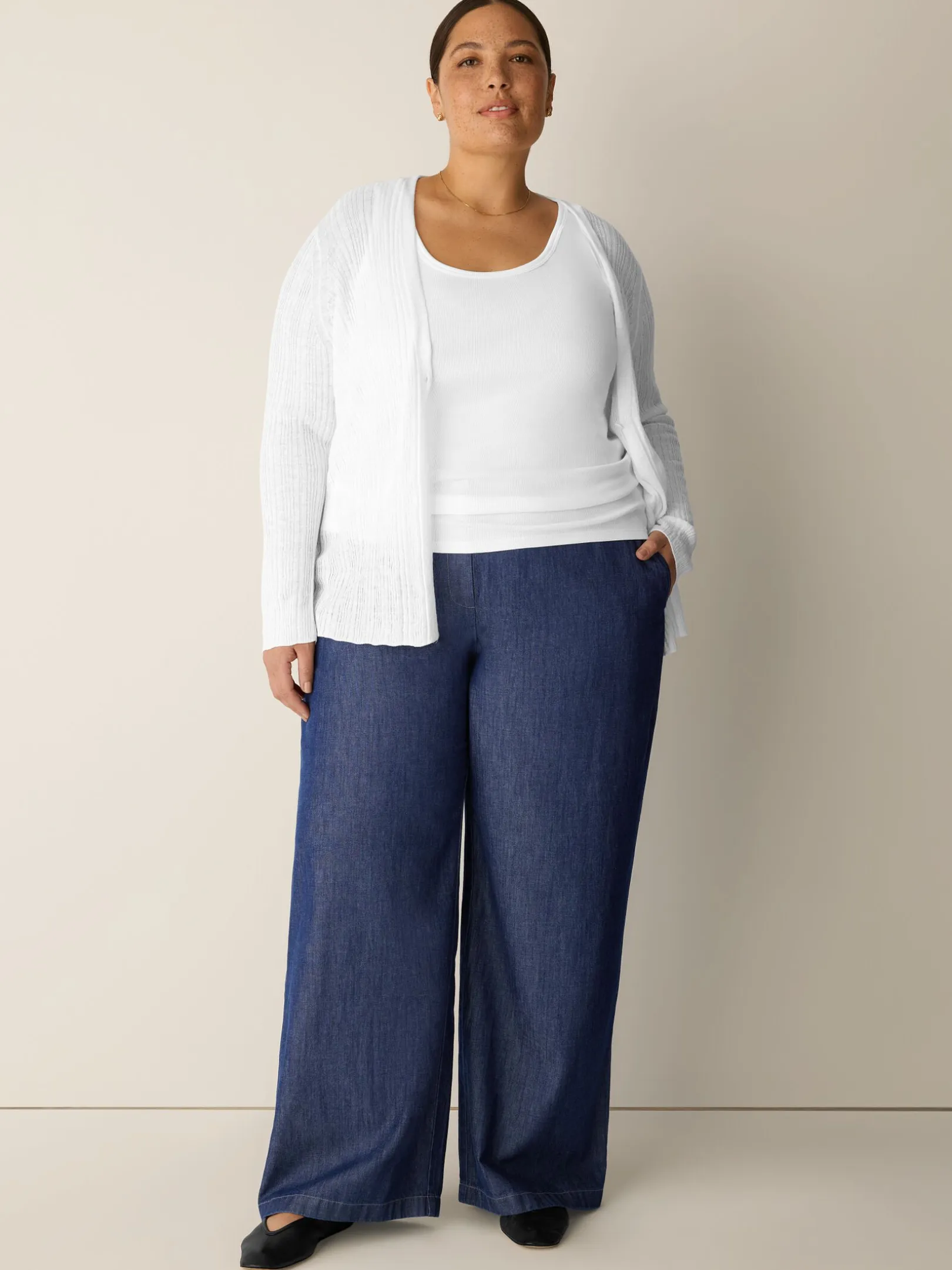 Lightweight Organic Cotton Denim Full-Length Trouser
