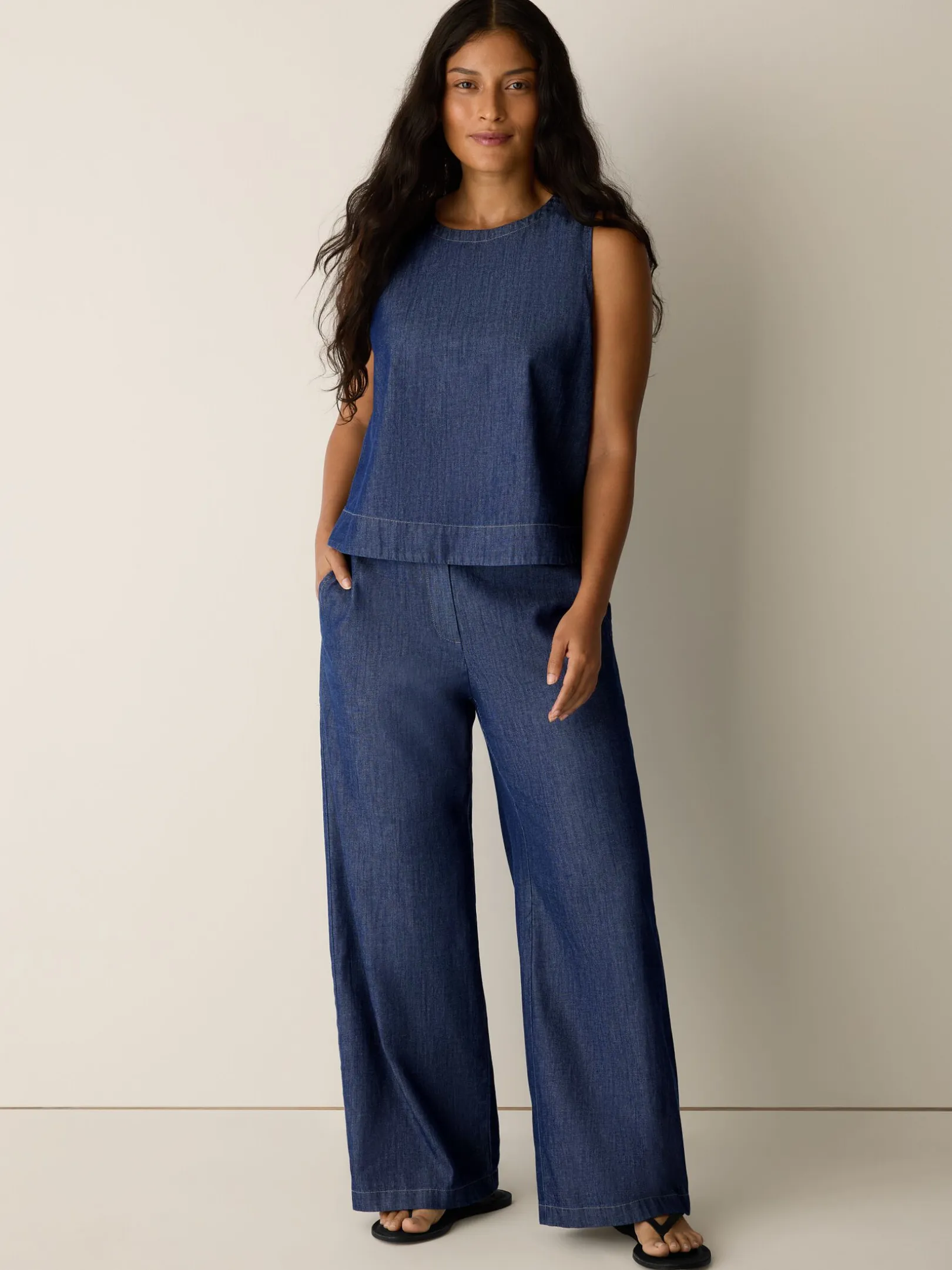 Lightweight Organic Cotton Denim Full-Length Trouser