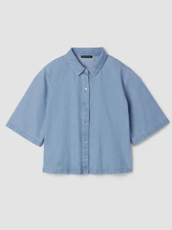 Lightweight Organic Cotton Denim Elbow-Sleeve Shirt