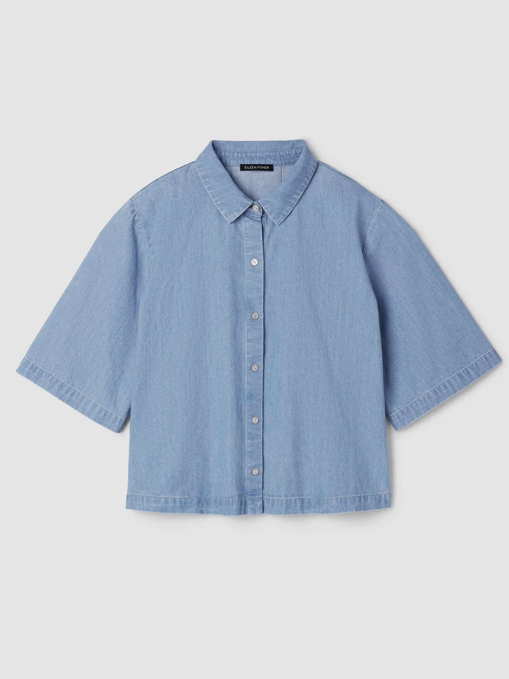 Lightweight Organic Cotton Denim Elbow-Sleeve Shirt