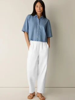Lightweight Organic Cotton Denim Elbow-Sleeve Shirt