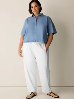 Lightweight Organic Cotton Denim Elbow-Sleeve Shirt