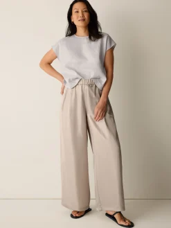 Lightweight Satin Shimmer Full-Length Wide Pant