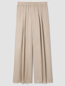 Lightweight Satin Shimmer Full-Length Wide Pant