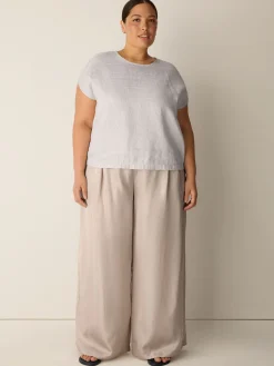 Lightweight Satin Shimmer Full-Length Wide Pant