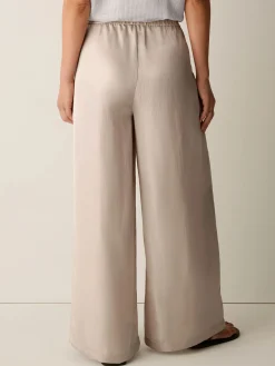Lightweight Satin Shimmer Full-Length Wide Pant