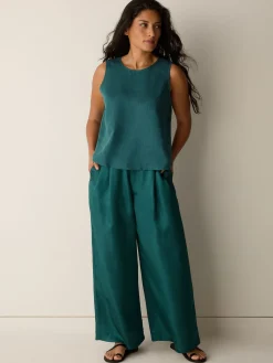 Lightweight Satin Shimmer Full-Length Wide Pant