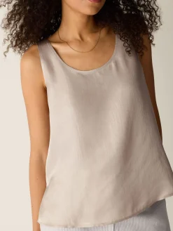 Lightweight Satin Shimmer Scoop Neck Tank