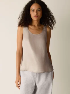 Lightweight Satin Shimmer Scoop Neck Tank