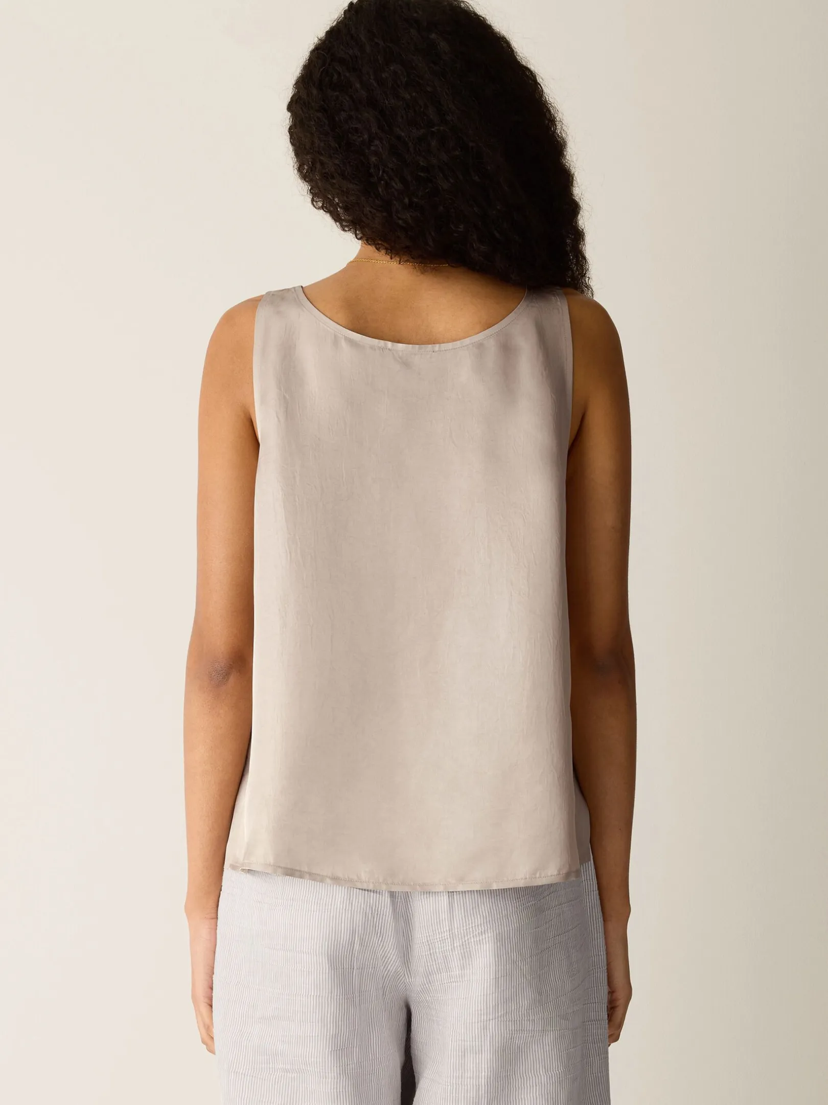 Lightweight Satin Shimmer Scoop Neck Tank