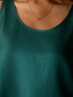 Lightweight Satin Shimmer Scoop Neck Tank