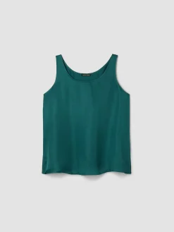 Lightweight Satin Shimmer Scoop Neck Tank