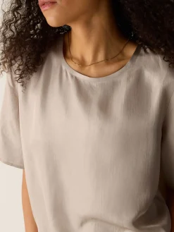 Lightweight Satin Shimmer Tee Dress