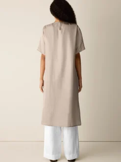 Lightweight Satin Shimmer Tee Dress
