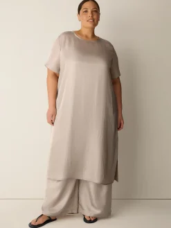 Lightweight Satin Shimmer Tee Dress